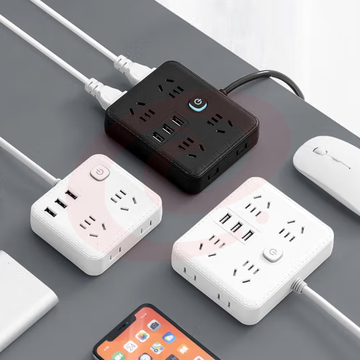 办公桌面插线板排插带开关拖线板G834 白色(8插位+3USB)0.8米