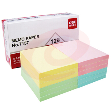 得力 7157 粘性便签纸  76*101mm 100张/本 12本/包(单位 本)