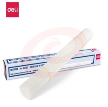 铆钉管 得力(deli)3832 财务装订机专用透明装订铆管φ5.0mm*500mm 100支/盒装