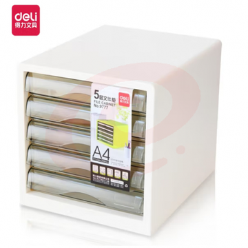 得力(deli)5层彩色时尚桌面文件柜 A4资料收纳柜/档案柜 带索引标签 学科试卷分类收纳 象牙白9777