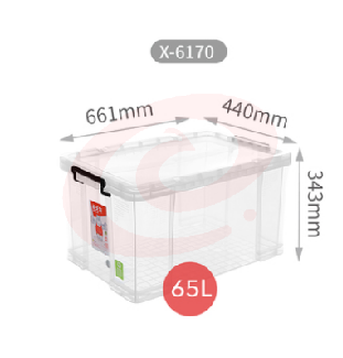 禧天龙整理箱塑料透明有盖 储蓄储物收纳箱子（长66.1*宽44*高34.3cm） SKU：YDKJ22906