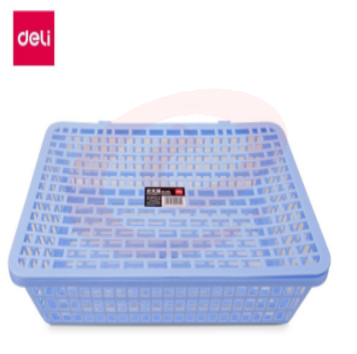 得力（deli）924 塑料公文篮文件篮资料筐 资料收纳篮 票据文件筐资料框 收纳盒带盖子
