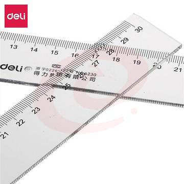 得力 6230 透明直尺  30cm 20把/盒
