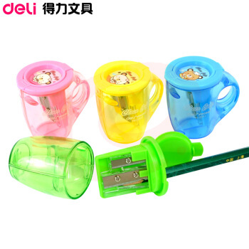 得力 0551 茶杯双孔卷笔刀 颜色随机 12个/盒