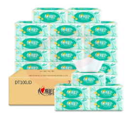 心心相印抽纸整箱面巾纸家庭实小规格S家用餐厅纸巾100抽/包，6包/提