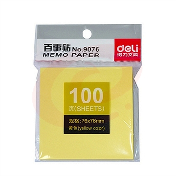 得力 9076 便利贴 76*76mm 黄色 12本/包