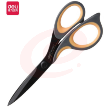 得力(deli)175mm中号不锈钢剪刀 家用办公美工剪子 黑色6027