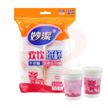 妙洁（MIAOJIE） 妙洁一次性纸杯210ml无味欢饮杯子50只装 10包起售