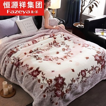 恒源祥集团Fazeya家纺双层拉舍尔毛毯被子加厚结婚云毯单人保暖冬天毯子婚庆双人四季盖毯 1916灰-春意盎然 180*220cm5.6斤