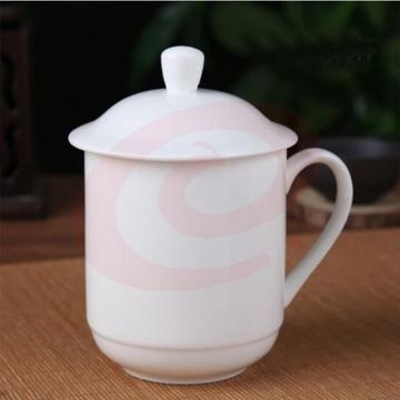 带盖茶杯 办公杯陶瓷杯纯白瓷盖杯商务会议杯宾馆酒店开会水杯 单位：个