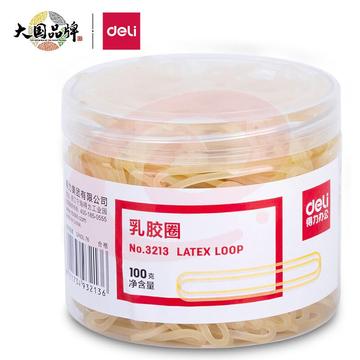 得力(deli)100g办公耐用乳胶圈/橡皮筋/橡胶圈/牛皮筋 财务用品 办公用品 3213 SKU：YDKJ26919