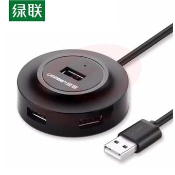  绿联 CR106 1.5米 USB2.0分线器4口带micro usb供电接口 Type-C笔记本一拖四转换器 黑色 SKU：YDKJ26914