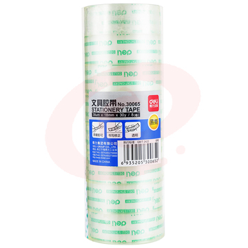 得力(deli)高透学生文具胶带/小胶带 18mm*30y(27.4m/卷) 8卷/筒 办公用品 30065