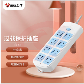 公牛(BULL)GN-604插座 8位总控3米