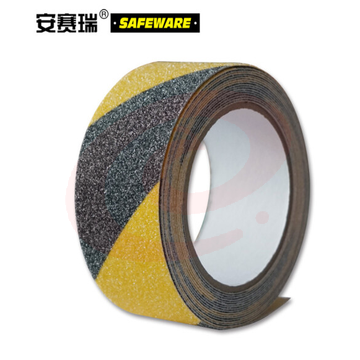 安赛瑞 警示防滑胶带 虎纹防滑贴 黄黑警示防滑贴 胶带卷 25cm×5m 14212-5M