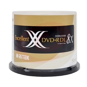 铼德(RITEK) D9 DVD+R 8速8.5G 空白光盘/光碟/刻录盘/大容量 桶装50片 SKU：YDKJ28015