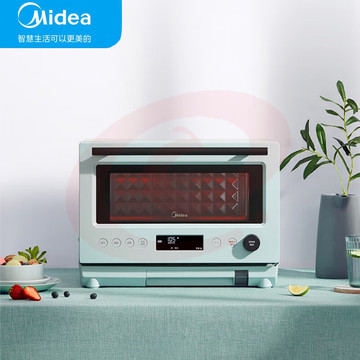 美的(Midea)台式智能微波炉 变频微蒸烤一体机 直喷蒸汽不锈钢电烤箱 PG2311W 23L 【淡雅绿】