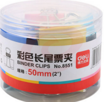 得力 彩色长尾票夹51mm 8551-1(12只/筒)