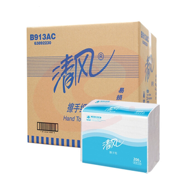 清风 B913AC 擦手纸 抽纸 200抽 纸巾 20包 单位箱