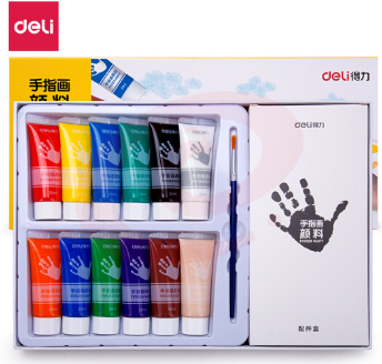 得力(deli) 12色 20ml 软管装可水洗 手指画 美术涂鸦颜料 73872 5盒装