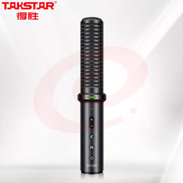得胜(TAKSTAR ) PH200全民K歌麦克风定制版手机话筒K歌神器声卡套装直播电容话筒抖音电脑唱歌录音 黑色