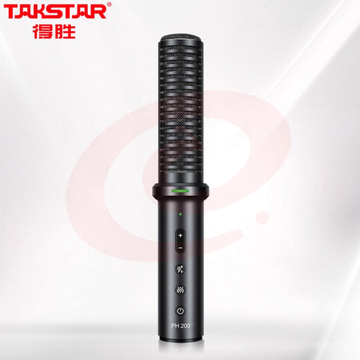 得胜(TAKSTAR ) PH200全民K歌麦克风定制版手机话筒K歌神器声卡套装直播电容话筒抖音电脑唱歌录音 黑色 SKU：YDKJ27512