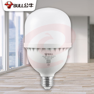 公牛(BULL)LED灯泡高亮球泡螺旋螺口白光柱形灯厂房车间商超食堂 30W球泡白光6500KE27螺口