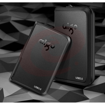 爱国者(aigo)1TB USB3.0 移动硬盘 HD806 黑色 机线一体 抗震防摔