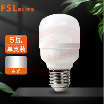 佛山照明 LED球泡 柱形亮霸系列灯泡 5W-220V-E27-6500K白光 SKU：YDKJ28012