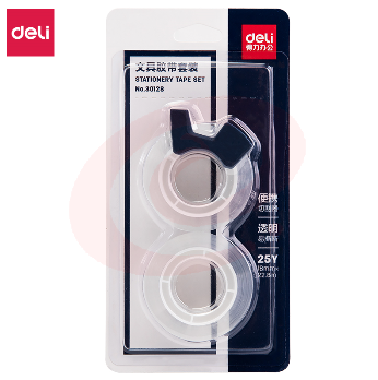 得力30128文具胶带套装18mm*25y*38um（高透）（2卷/卡，10卡起售）