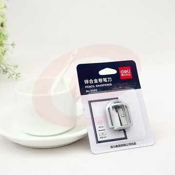 得力(deli) 迷你卷笔刀 削笔器 铅笔刀 转笔刀 转动削笔机削笔器 0595锌合金 1个