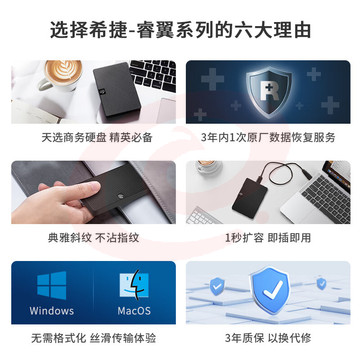希捷(Seagate) 移动硬盘机械 4TB 大容量 数据恢复服务 USB3.0 希捷睿翼 2.5英寸 便携商务 黑 兼容mac 外接