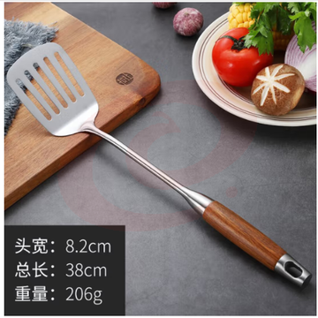 304不锈钢炒菜勺子炊具 304花梨柄 煎铲