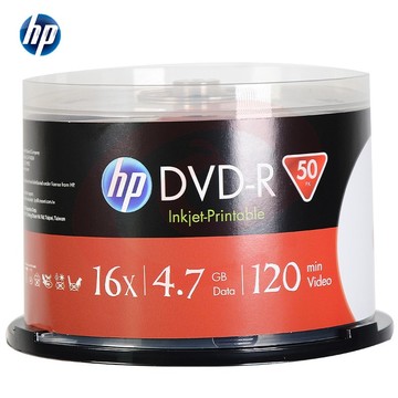 惠普（HP） DVD-R可打印 光盘/刻录盘 空白光盘 16速4.7GB 桶装50片 SKU：YDKJ30331