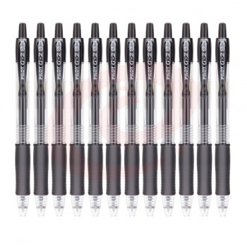 百乐（PILOT）BL-G2-38按动中性笔子弹头啫喱笔签字笔 黑色 0.38mm 12支装