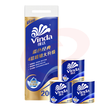 维达(Vinda) 卷纸 蓝色经典4层200克*10卷/提 SKU：YDKJ30563