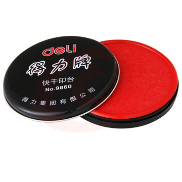 得力（deli） 100mm耐用经济型快干印台印泥 红色9860 5个装