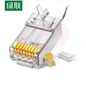 绿联 UGREEN NW178 六类屏蔽水晶头 20893 50U加厚镀金网络接头 RJ45工程级8P8C Cat6两件式接头 100个装