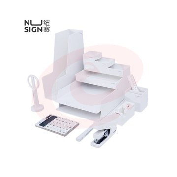 纽赛(NUSIGN)桌面文具14件套 高档文具礼盒套装NS003 净白