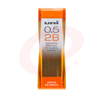 三菱（uni）202ND黑色纳米活动铅笔芯0.5mm 自动铅笔替芯多规格学生绘画笔记用不易断铅芯 2B 40根/管