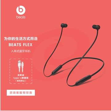 Beats Flex 蓝牙无线 入耳式手机耳机 颈挂式耳机 带麦可通话 Beats 经典黑红