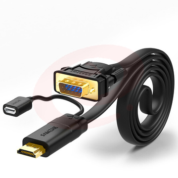 山泽(SAMZHE)ZHX-A020 HDMI 转VGA线数字转模拟信号转换线视频转接头2米黑色 SKU：YDKJ31189