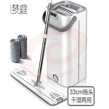 梦庭 免手洗拖把桶干湿两用刮刮乐平板拖把家用拖布墩布拖地网红懒人拖把201118 共2块布