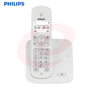 飞利浦（PHILIPS）无绳电话机 无线座机 子母机 办公家用 屏幕白色背光 持久待机 DCTG186白色