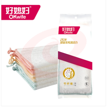 好媳妇洗碗巾（洗碗巾OKwife）不沾油竹纤维抹布6片装不掉毛易清洗洗碗巾 AGW-7701A