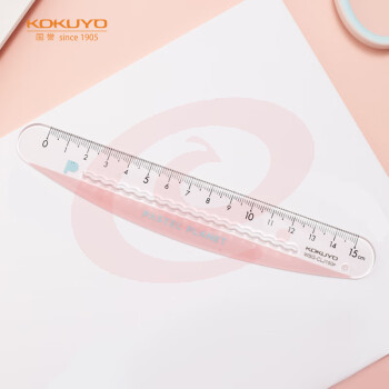 国誉(KOKUYO)淡彩星球·15cm波浪弯弯尺透明刻度安全无尖角划线便捷 粉色 WSG-CLJ150P