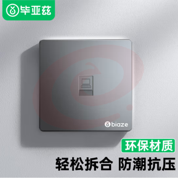 毕亚兹 网络面板 电脑插座网口网线插座面板 适用网络电话信息模块 通用超5/6/7类86型面板灰色单口 1个装 TT52