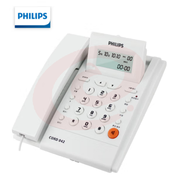 飞利浦（PHILIPS）CORD042 来电显示电话机 家用座机/商务办公电话机/可翻盖  （白色）