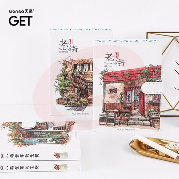 天色（TIANSE）笔记本 插画手账本记事本 日程本办公记录本子TS-4021 图案随机