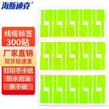 海斯迪克 HK-5144 通信机房线缆标签 纸刀型旗型7型P型网线不干胶贴 A4网线标签贴纸 绿色（30贴*10张） 2件装